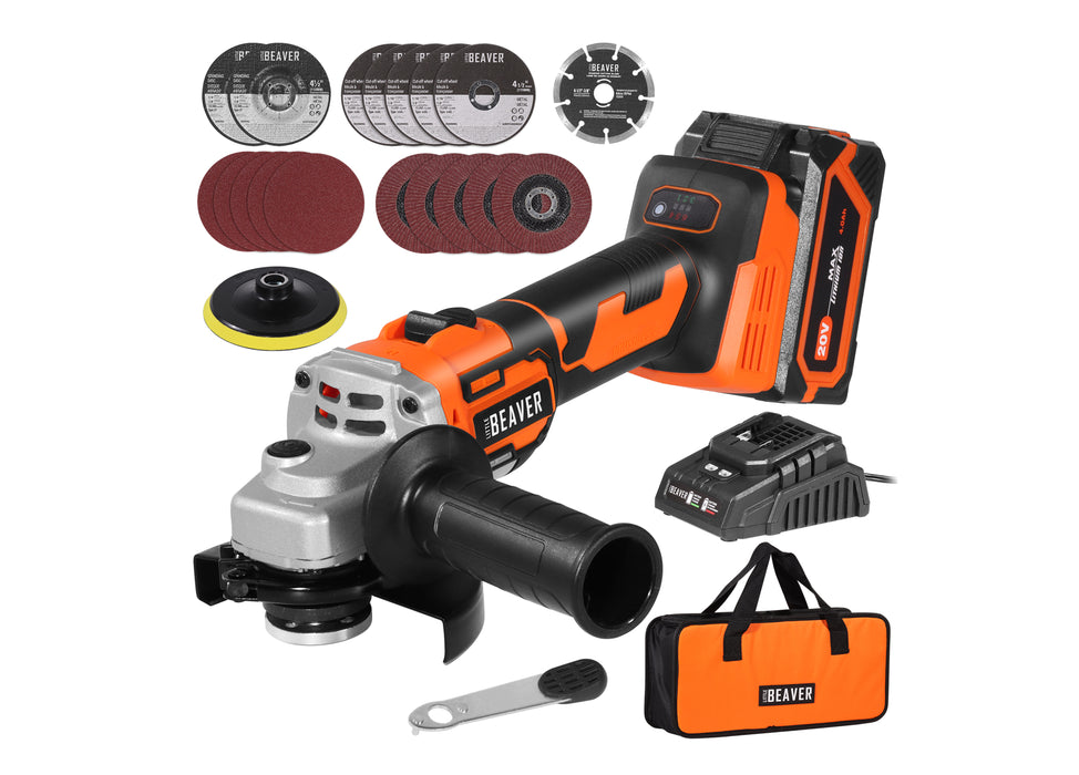 4-1/2" Angle grinder- 20V - 4Ah Battery, Accessories & Bag