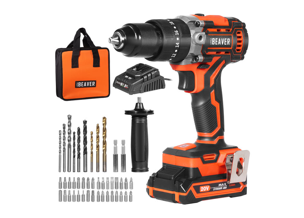 1/2" Hammer Drill - 20V - 2Ah Battery, Accessories & Bag