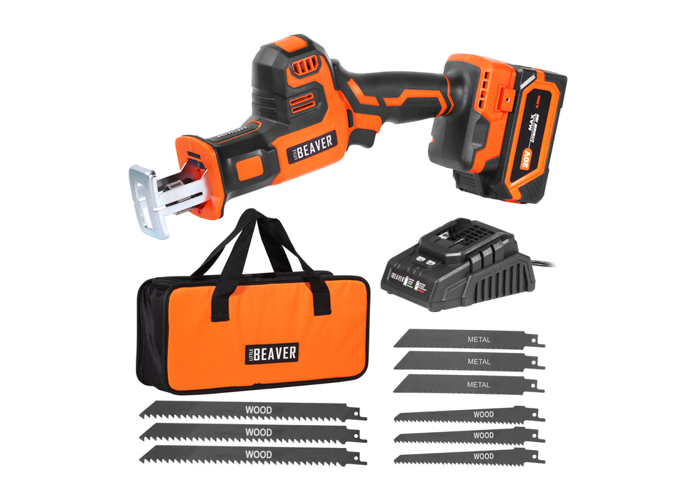 Angle Reciprocating saw - 20V - 4Ah Battery, Accessories & Bag