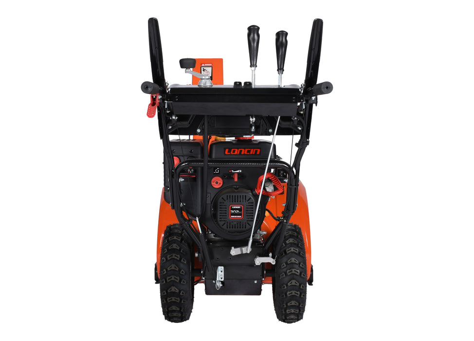 30″ Snow Blower, 302 cc, electric and recoil start, heated handles, LED light
