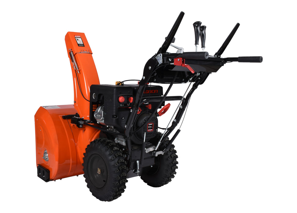 30″ Snow Blower, 302 cc, electric and recoil start, heated handles, LED light
