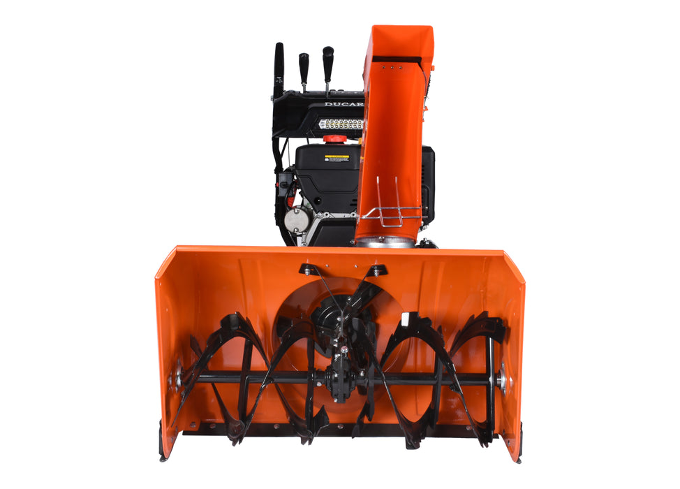 Souffleuse à neige 34″, 375 cm³, démarrage électrique et à rappel, poignées chauffantes, phare DEL