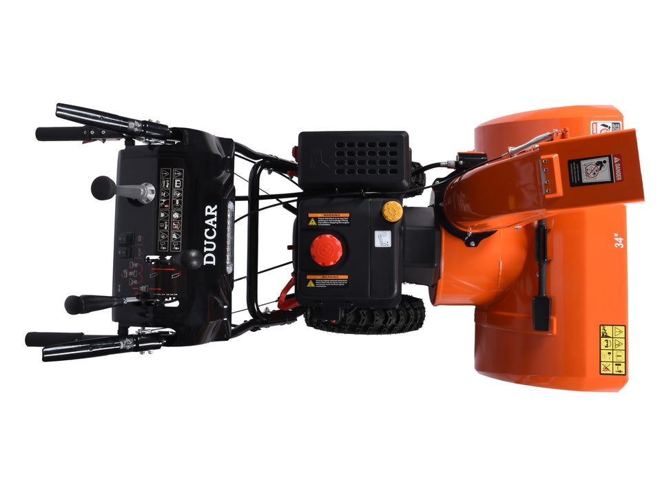 Souffleuse à neige 34″, 375 cm³, démarrage électrique et à rappel, poignées chauffantes, phare DEL