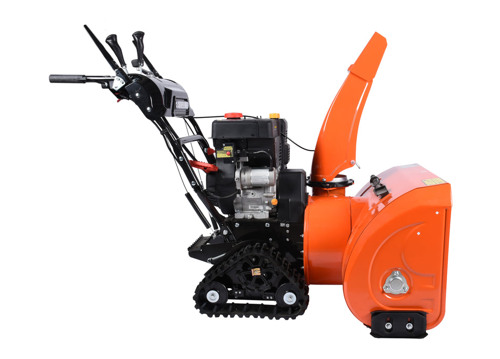 Souffleuse à neige, 34″, 420 cm³, chenilles, démarrage électrique et à rappel, poignées chauffantes, phare DEL (Disponible février 2026)