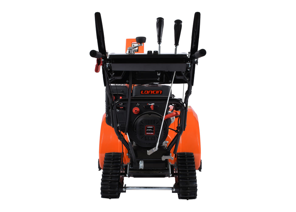 Souffleuse à neige, 34″, 420 cm³, chenilles, démarrage électrique et à rappel, poignées chauffantes, phare DEL (Disponible février 2026)