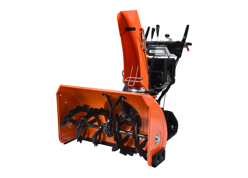 Souffleuse à neige, 34″, 420 cm³, chenilles, démarrage électrique et à rappel, poignées chauffantes, phare DEL (Disponible février 2026)