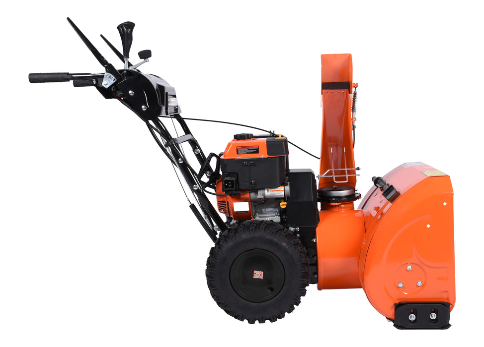 Souffleuse à neige 24″, 212 cm³, démarrage électrique et à rappel, poignées chauffantes, phare DEL