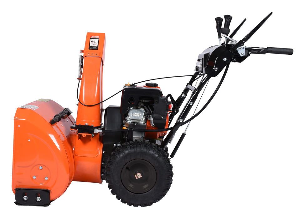 Souffleuse à neige 24″, 212 cm³, démarrage électrique et à rappel, poignées chauffantes, phare DEL