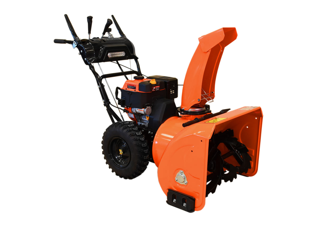 26″ Snow Blower, 212 cc, electric and recoil start, heated handles