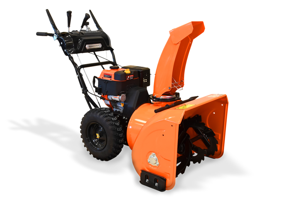 26″ Snow Blower, 212 cc, electric and recoil start, heated handles, LED light