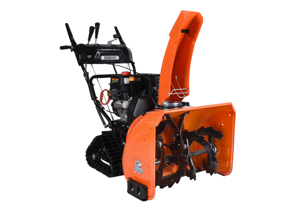 Souffleuse à neige 26″, 252 cm³, chenilles, démarrage électrique et à rappel, poignées chauffantes, phare DEL (Disponible février 2026)