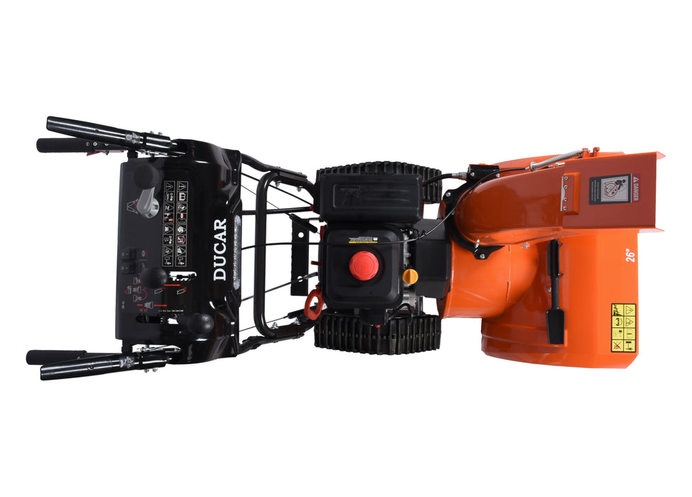 Souffleuse à neige 26″, 252 cm³, chenilles, démarrage électrique et à rappel, poignées chauffantes, phare DEL (Disponible février 2026)