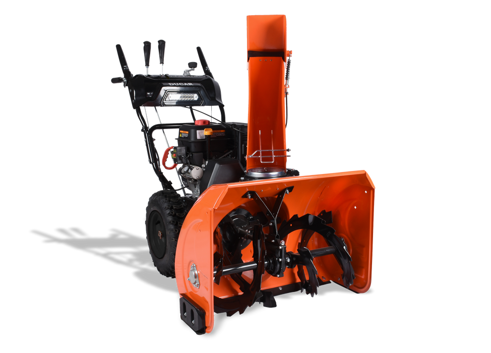 28″ Snow Blower, 252 cc, electric and recoil start, heated handles, LED light