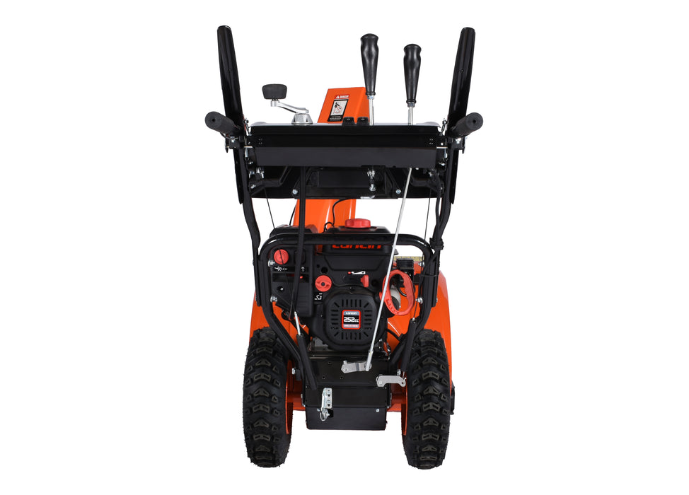 Souffleuse à neige 28″, 252 cm³, démarrage électrique et à rappel, poignées chauffantes, phare DEL