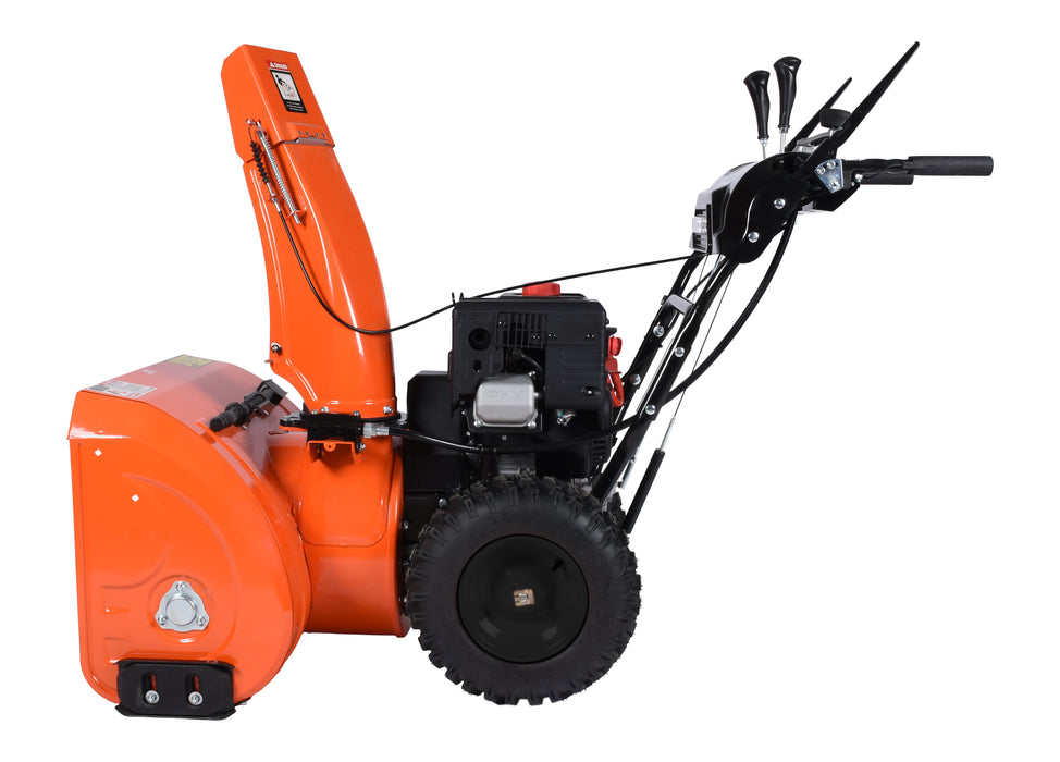 Souffleuse à neige 28″, 252 cm³, démarrage électrique et à rappel, poignées chauffantes, phare DEL
