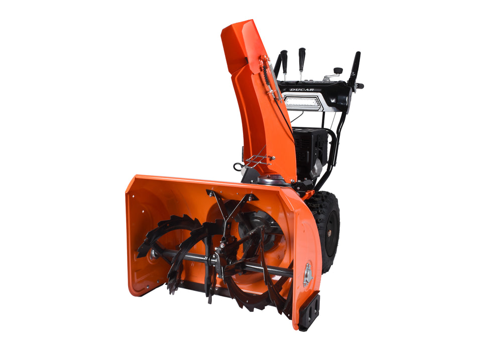 Souffleuse à neige 28″, 252 cm³, démarrage électrique et à rappel, poignées chauffantes, phare DEL